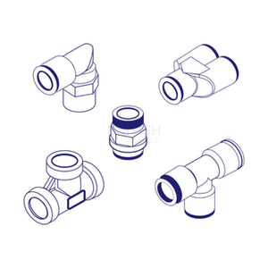 Camozzi 7612 03 10 1/4 Male Bspp Triple Banjo Push-In Fitting (Technopolymer) General