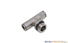Load image into Gallery viewer, Hb160838 8Mm To 3/8 Central Branch Tee Male Push-In Fitting (Nickel Plated Brass) General