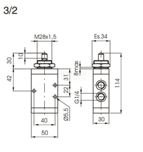 Pneumax 224.32.1.1 Tappet Valve 3/2 1/4" - British Pneumatics (Online Wholesale)