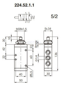Pneumax 224.52.1.1 Tappet Valve 5/2 1/4" - British Pneumatics (Online Wholesale)