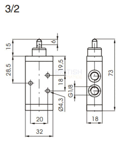 Pneumax 228.32.0.1 Tappet Valve 3/2 1/8" - British Pneumatics (Online Wholesale)