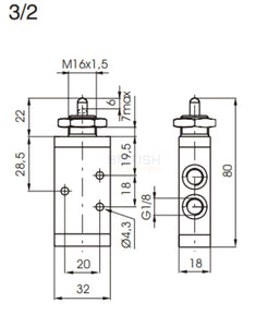Pneumax 228.32.1.1 Tappet Valve 3/2 1/8" - British Pneumatics (Online Wholesale)