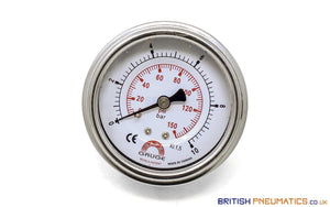 Watson Stainless Steel 10 Bar Pressure Gauge (Back Entry) 1/4" BSPT - British Pneumatics (Online Wholesale)