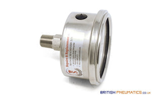 Watson Stainless Steel 10 Bar Pressure Gauge (Back Entry) 1/4" BSPT - British Pneumatics (Online Wholesale)