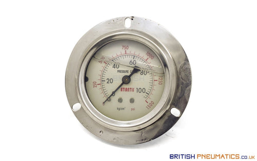 Watson Stainless Steel 100 Bar Flange Pressure Gauge (Back Entry) 1/4
