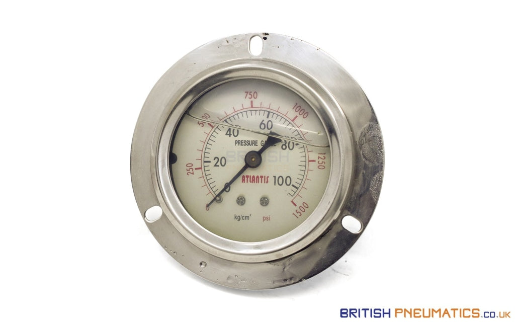 Watson Stainless Steel 100 Bar Flange Pressure Gauge (Back Entry) 1/4