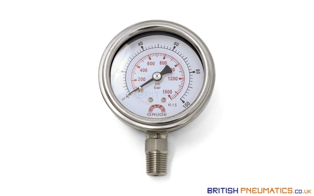100 Bar Watson Stainless Steel 100 bar Pressure Gauge (Bottom Entry) – British ...