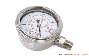 Watson Stainless Steel 100 bar Pressure Gauge (Bottom Entry) - British Pneumatics (Online Wholesale)