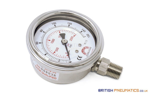 Watson Stainless Steel 150 Bar Pressure Gauge (Bottom Entry) 1/4