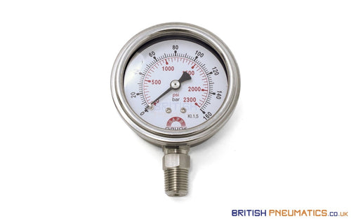 Watson Stainless Steel 160 Bar Pressure Gauge (Bottom Entry) 1/4