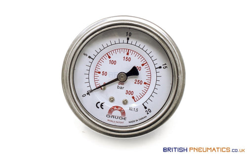 Watson Stainless Steel 20 Bar Pressure Gauge (Back Entry) 1/4