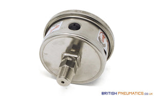 Watson Stainless Steel 250 Bar Pressure Gauge (Back Entry) 1/4" BSPT - British Pneumatics (Online Wholesale)