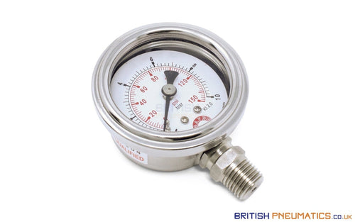 Watson Stainless Steel 4 bar (60 PSI) Pressure Gauge (Bottom Entry) 1/4