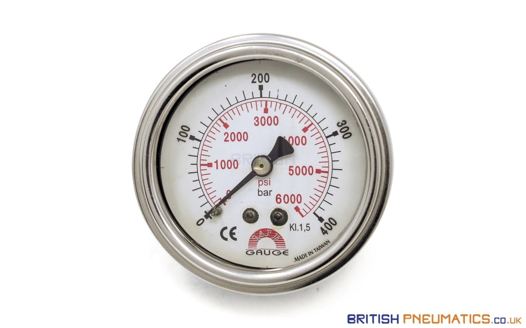 Watson Stainless Steel 400 Bar (6000 PSI) Pressure Gauge (Back Entry) 1/4