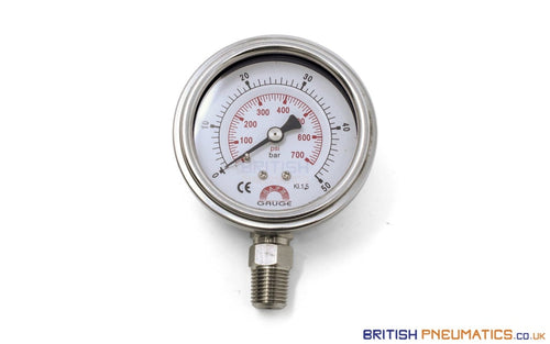 Watson Stainless Steel 50 Bar (700 PSI) Pressure Gauge (Bottom Entry) 1/4