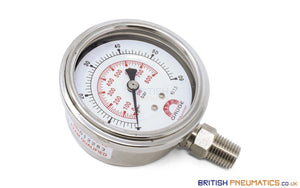 Watson Stainless Steel 60 Bar Pressure Gauge (Bottom Entry) 1/4" BSPT - British Pneumatics (Online Wholesale)