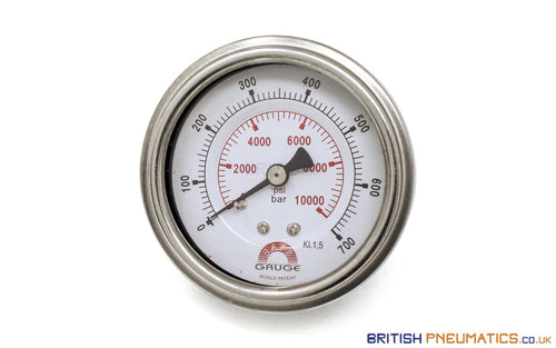 Watson Stainless Steel 700 Bar Pressure Gauge (Back Entry) 1/4