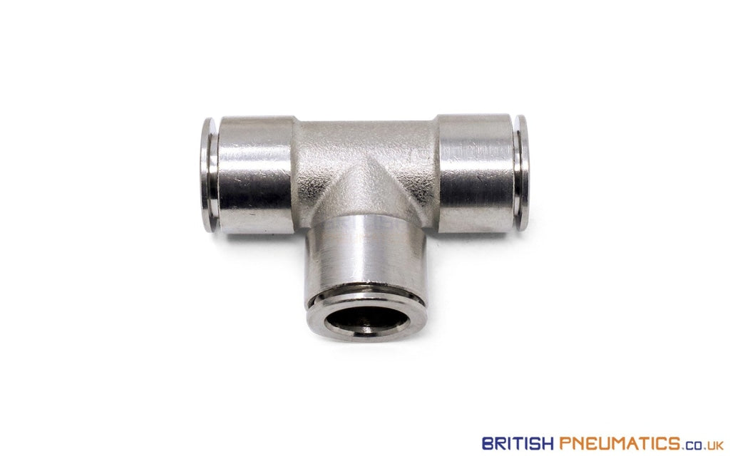 12mm Union Tee Push-In Fitting (Nickel Plated Brass) – British Pneumatics