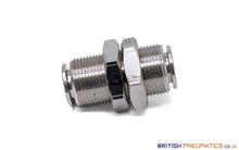 Load image into Gallery viewer, 8Mm To Union Bulkhead Connector Push-In Fitting (Nickel Plated Brass) General