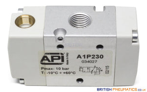 API A1P230 Pneumatic Valve 1/4" 3/2 Normally Closed (Pneumatically Operated) - British Pneumatics
