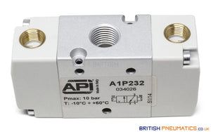 API A1P232 Pneumatic Valve 1/4" 3/2 (Pneumatically Operated) - British Pneumatics