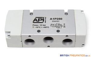 API A1P250 Pneumatic Valve 1/4" 5/2 (Pneumatically Operated) - British Pneumatics