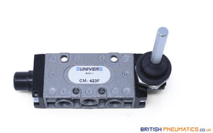 Univer CM-423F Lever Mechanical Spool Valve (90 degrees, 1/8", 3 positons) - British Pneumatics (Online Wholesale)
