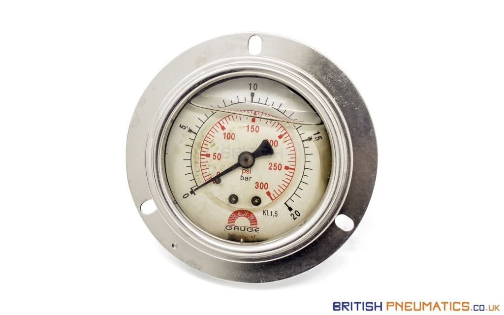 Watson Stainless Steel 20 Bar Flange Pressure Gauge (Back Entry) 1/4