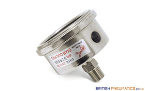 Watson Stainless Steel 20 Bar Pressure Gauge (Back Entry) 1/4" BSPT - British Pneumatics (Online Wholesale)
